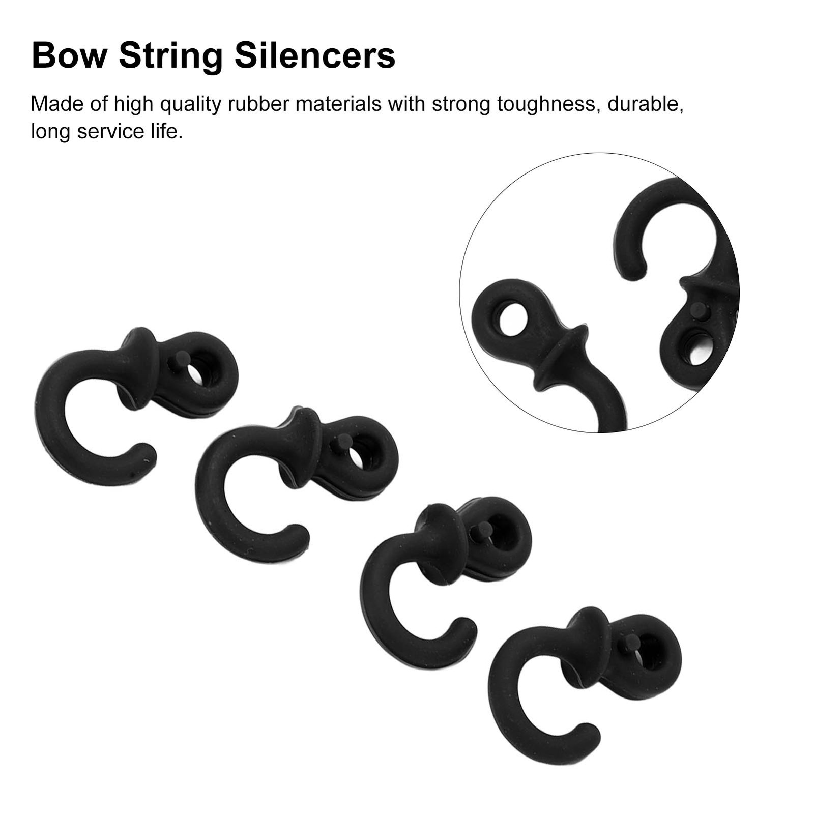 Black 4Pcs Archery Bow String Silencers Monkey Tail Compound Bow String