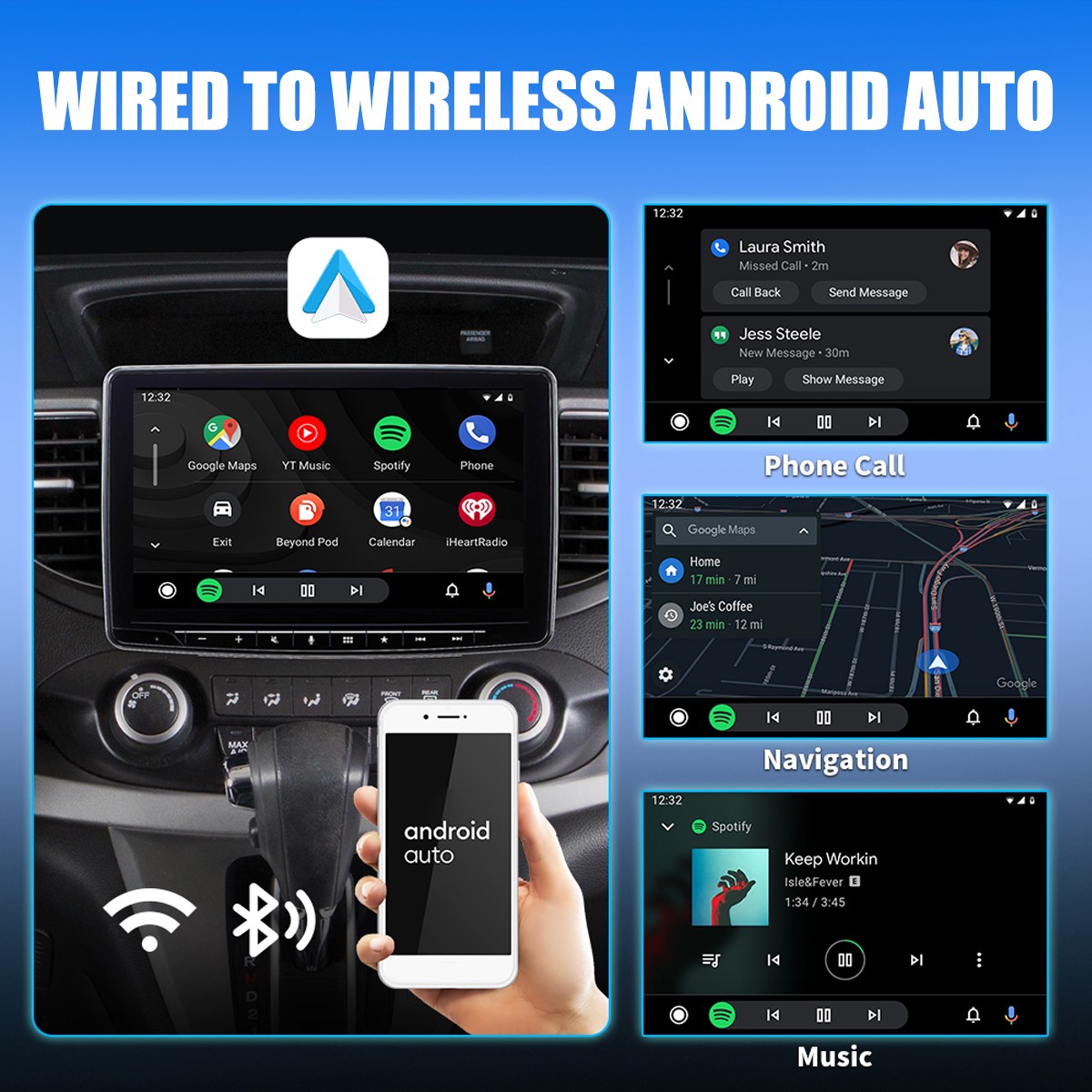 2-in-1 Wired to Wireless CarPlay Adapter /Android Auto Adapter Plug & Play -2025