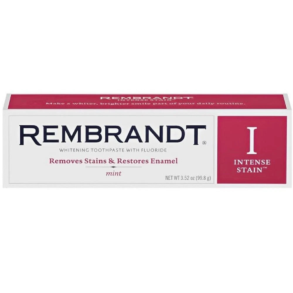 Rembrandt Whitening Toothpaste with Fluoride Intense Stain Mint Flavor 3.52 Oz