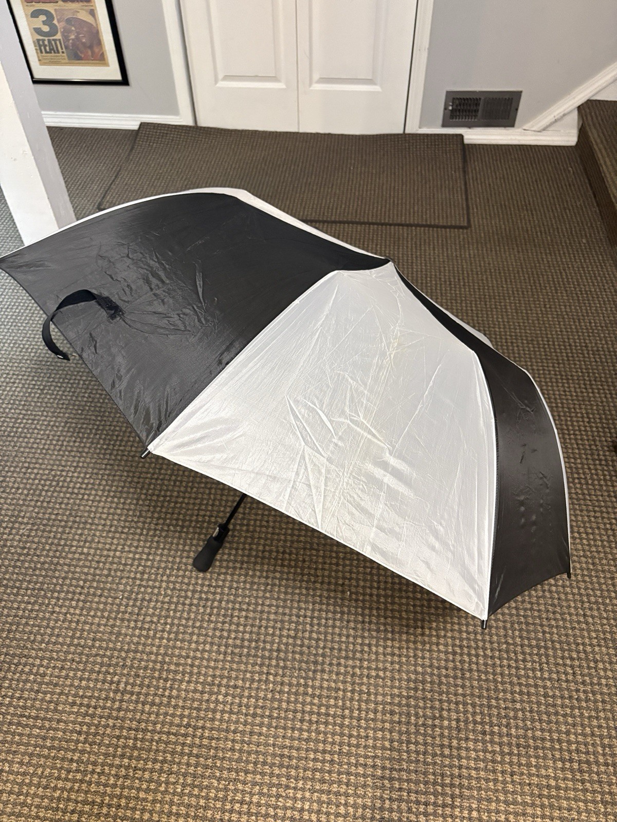 Compact Black and White Umbrella