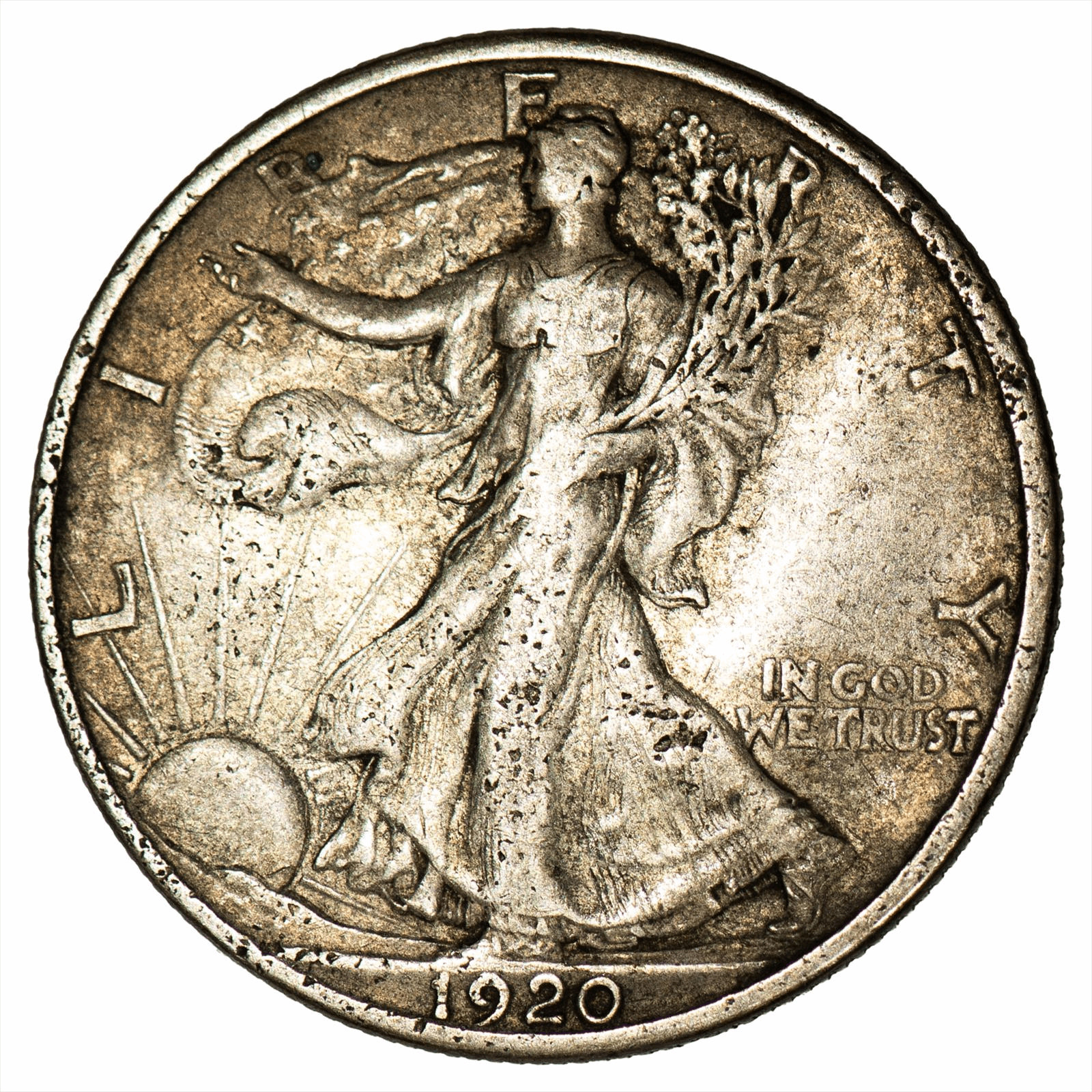 1920S Walking Liberty Half Dollar 50C Raw