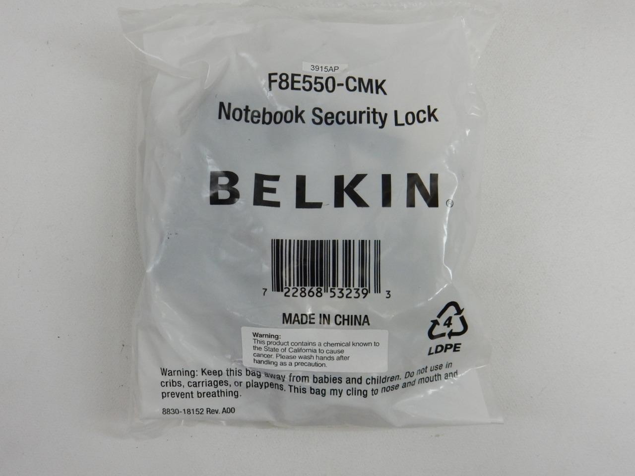 New Belkin F8E550-CMK Laptop Notebook Security Lock Master Keyed With 2 Keys