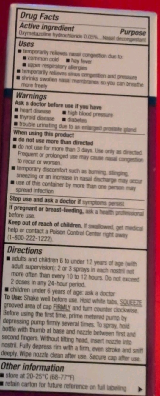 Equate No Drip Nasal Spray, Pump Mist, 12 Hour, 1 fl oz. Exp 12/26 MF