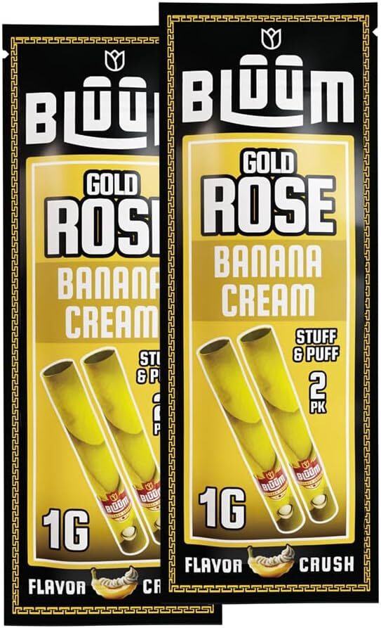 BLUUM | Gold Rose Cone | Banana Cream | Flower Petal Prerolled | 2 Pack, 4 Rolls