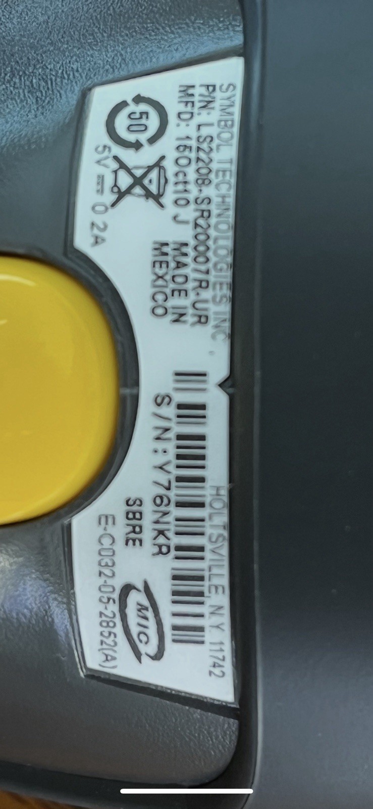Symbol LS2208-SR20007R-UR Barcode USB Scanner