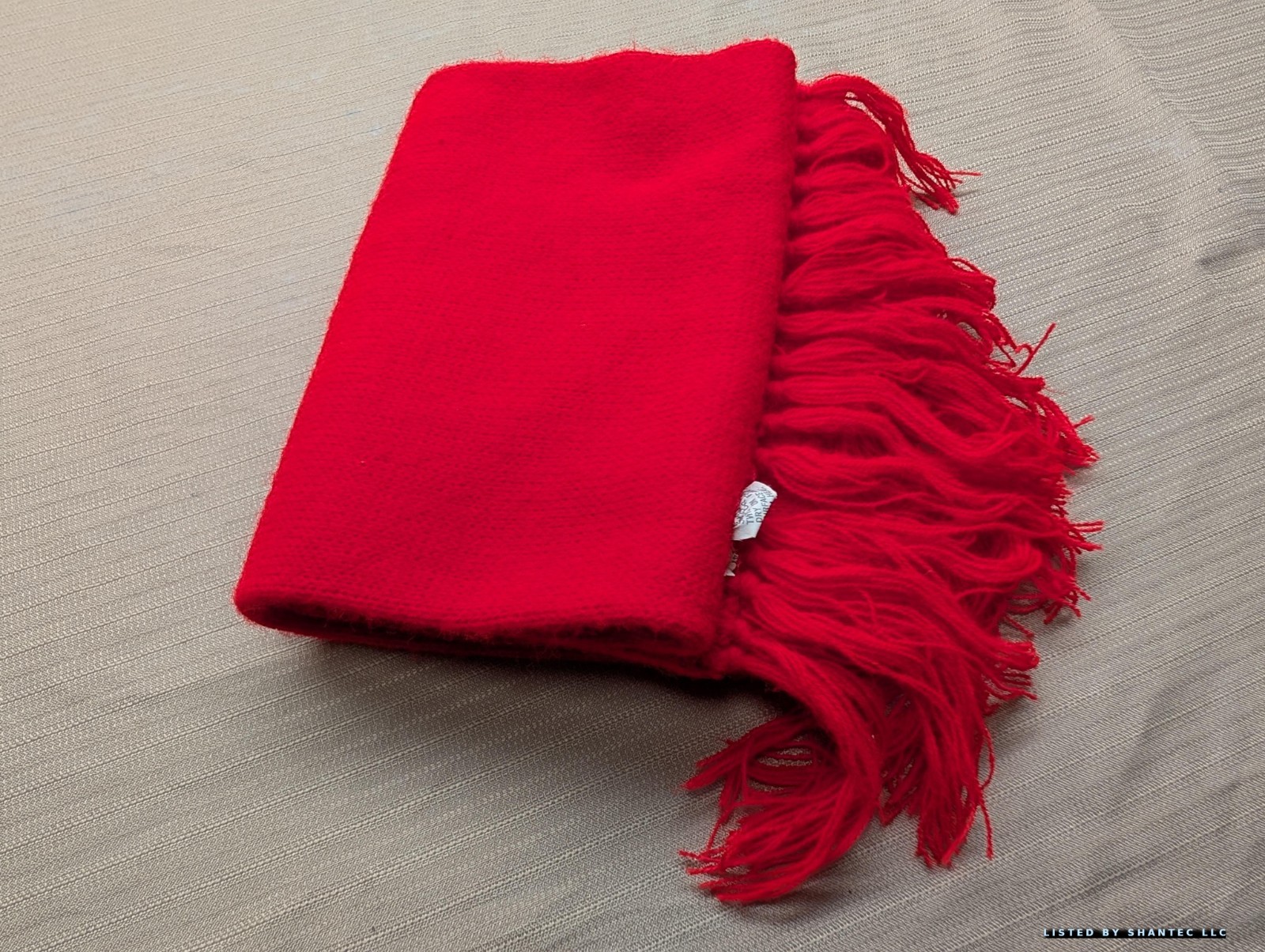 Vintage Scarf Tassels CONTAC DRUG Red White Blue Scarf WPL Promo