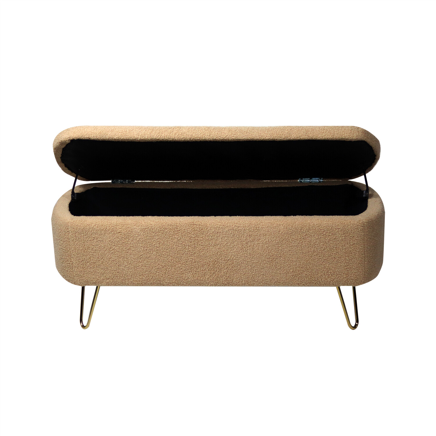 39in Storage Bench Faux Fur Upholstered Ottoman for End of Bed Footstools US