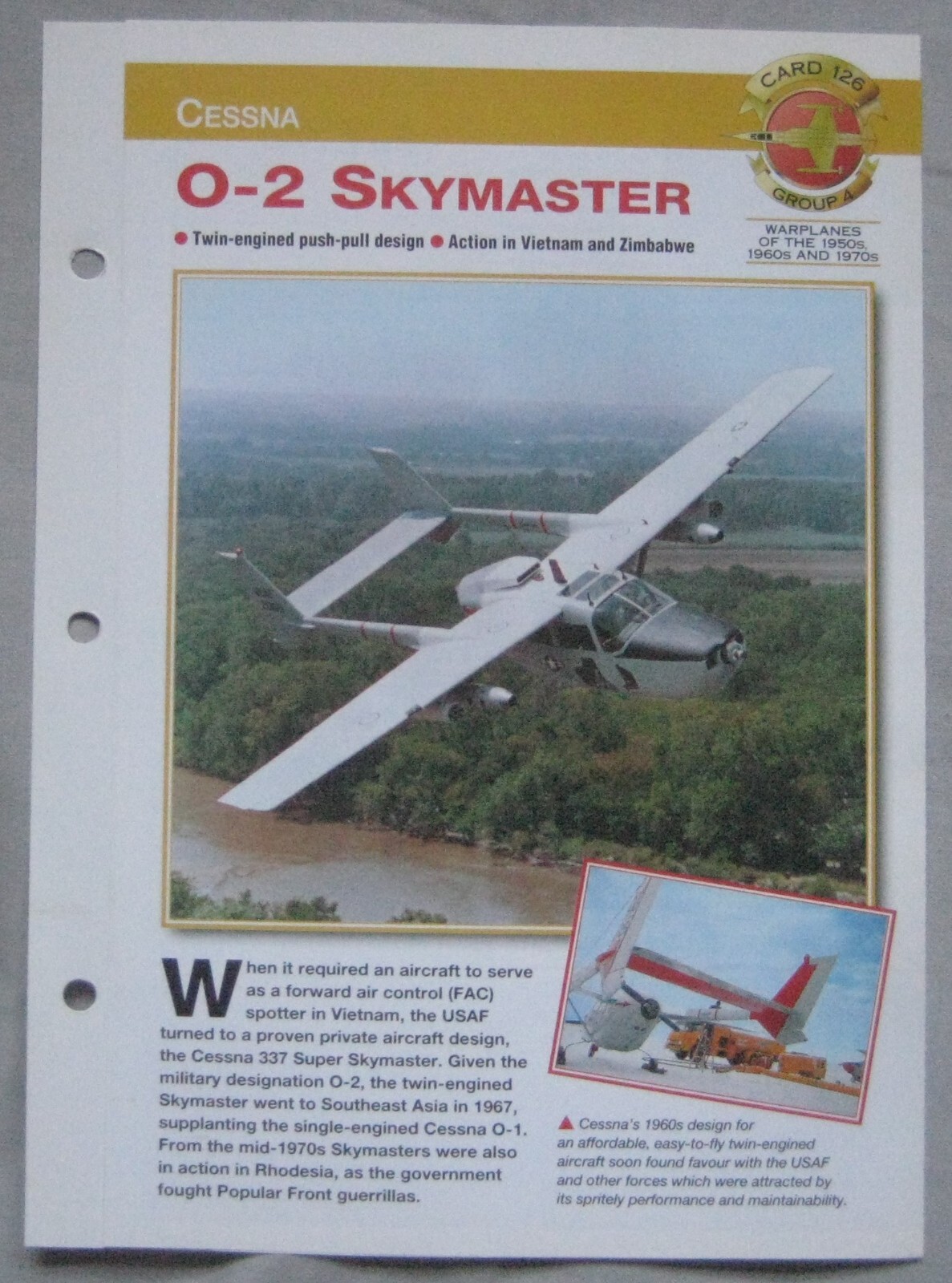 Aircraft of the World Card 126 , Group 4 - Cessna O-2 Skymaster