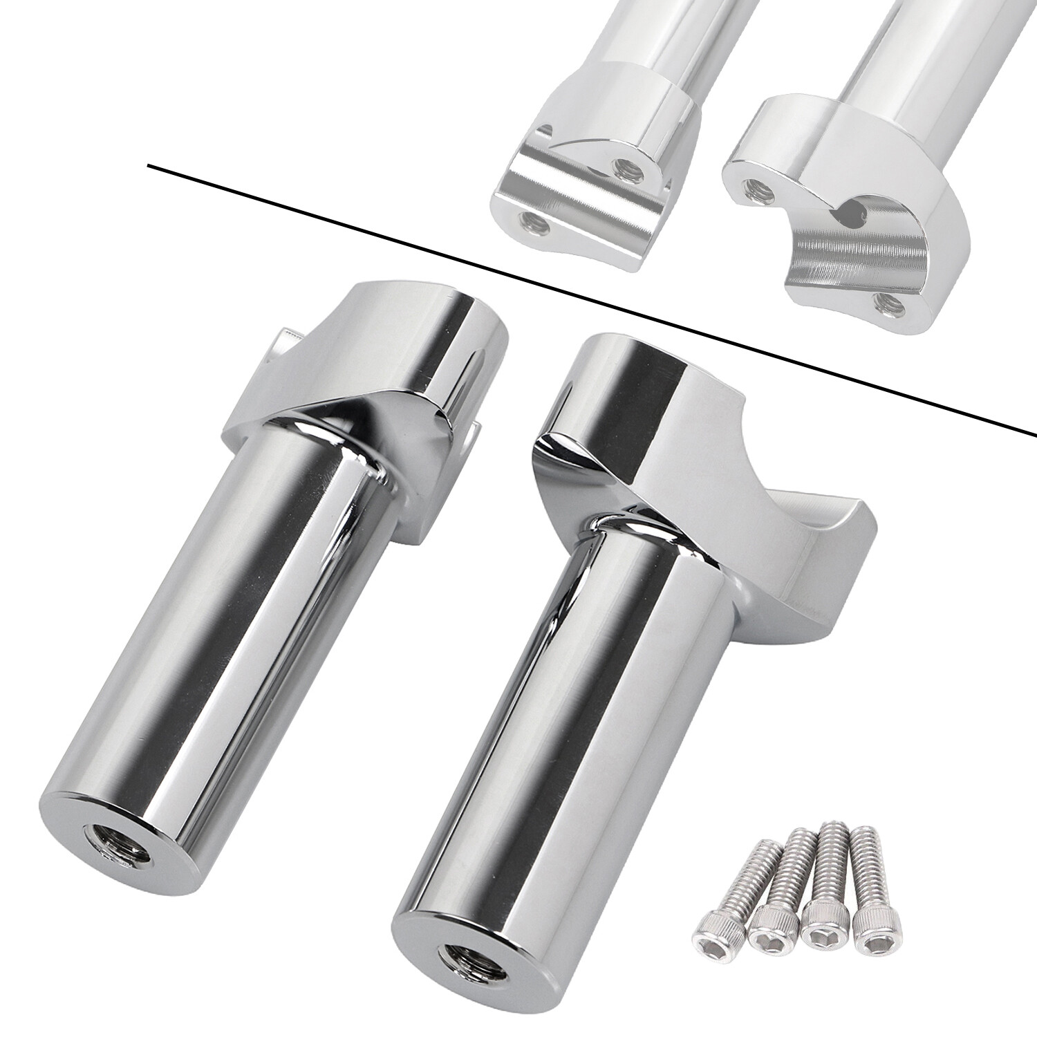 Chrome 4" Handlebar Risers For Harley 1" Bar Dyna FXDL Sportster 1200 883 XL883