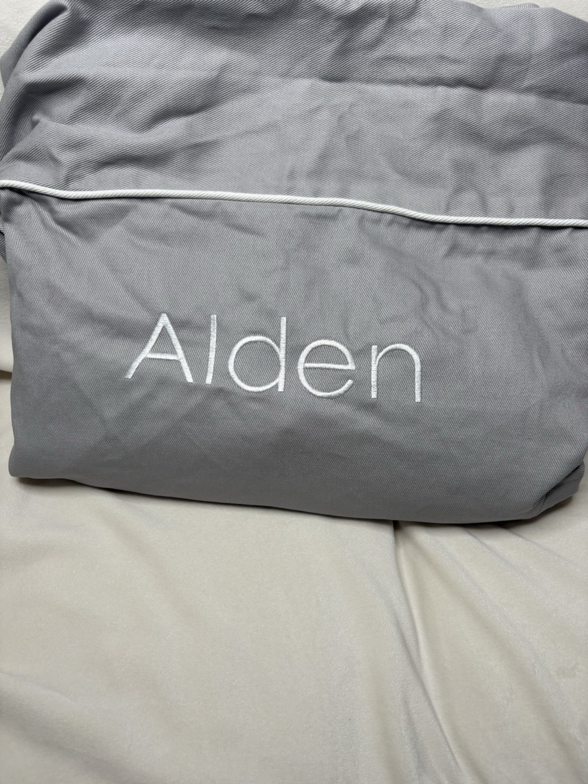 Pottery Barn Kids Oversized Anywhere Chair Cover Only Gray white Piping “Alden”