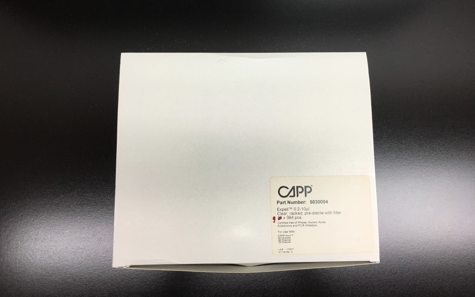 CAPP PN 5030004 Expell 0.2-10uL Clear Racked Presterile With Filter Lot 9 Racks