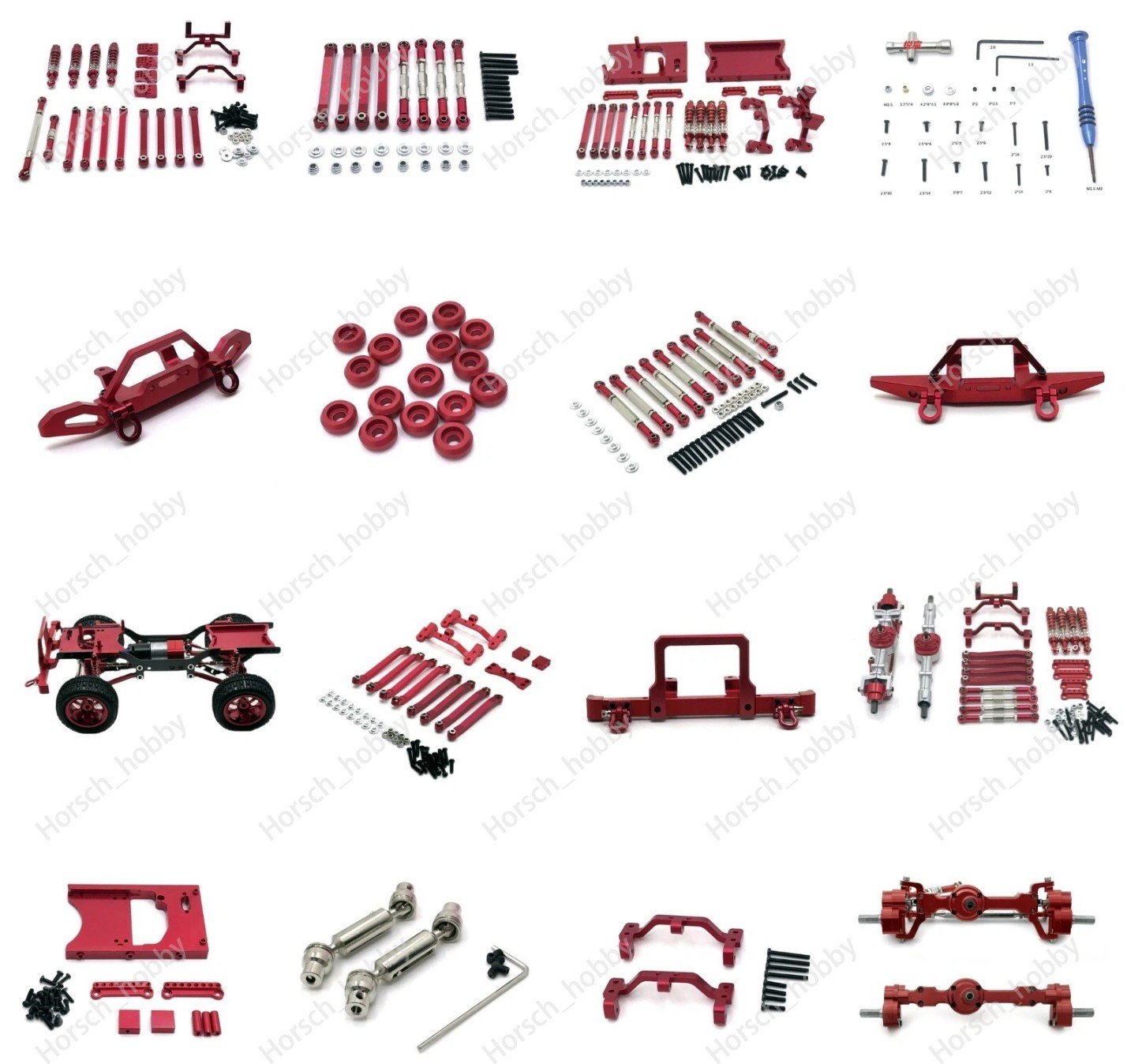 For MN 1/12 D90 D91 D96 MN98 MN99S Rc Crawler car Alloy metal upgrade parts Red