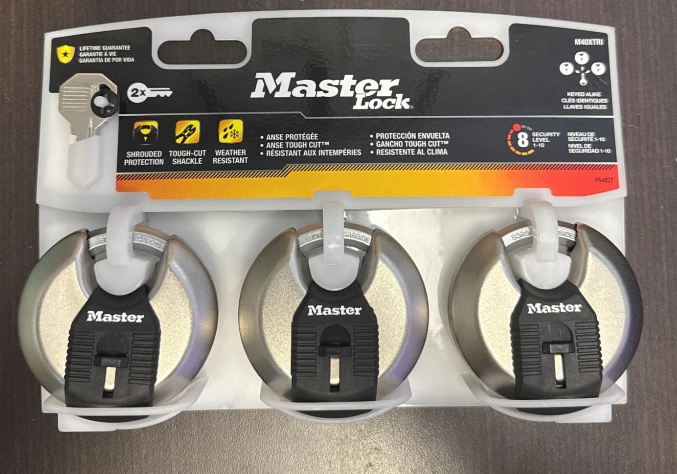 Master Lock Shrouded Padlock 3 Pack New Keyed Alike M40XTRI