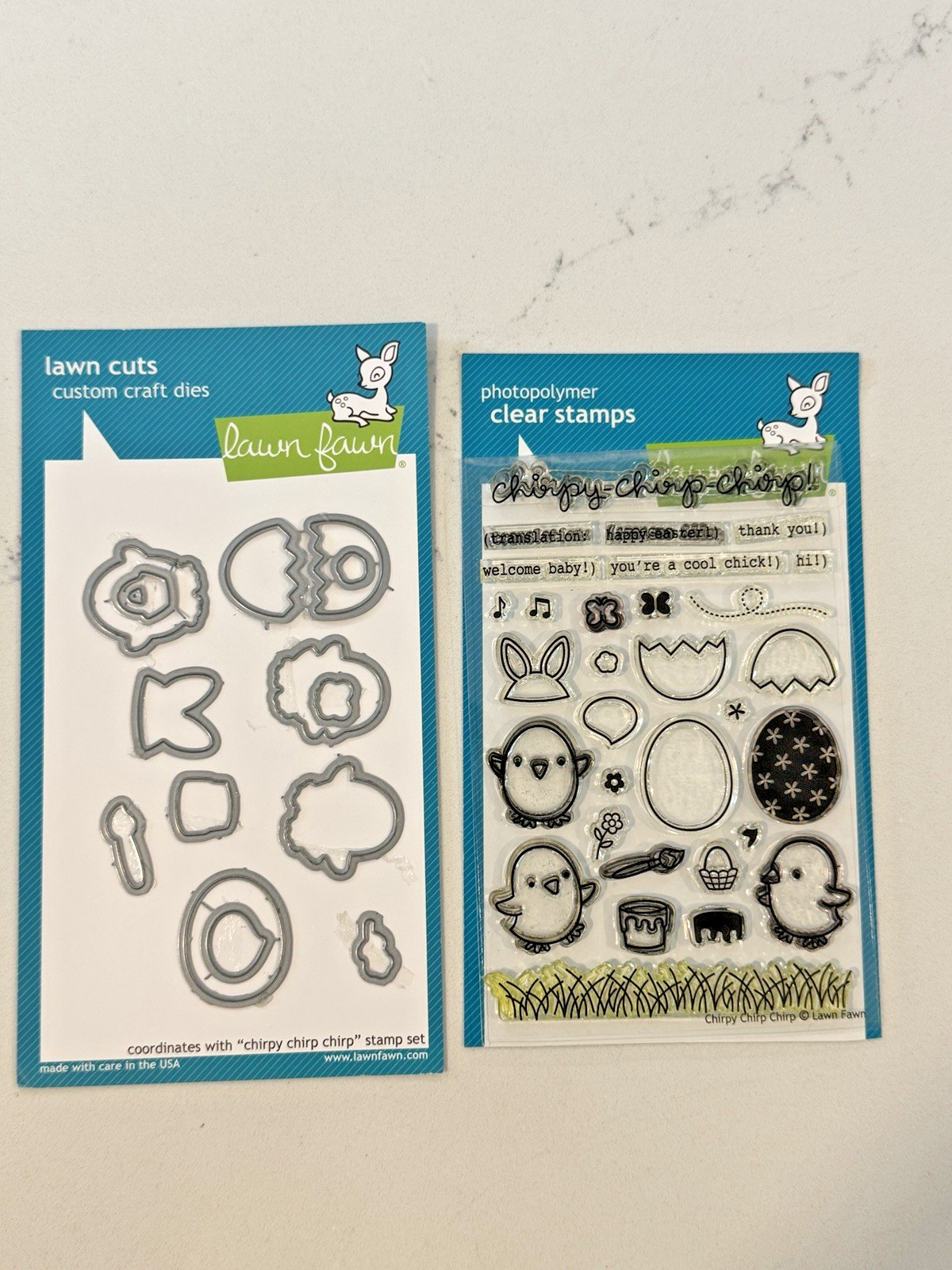 Lawn Fawn CHIRPY CHIRP CHIRP Clear Stamps (LF1046) & Matching Dies (LF1047)