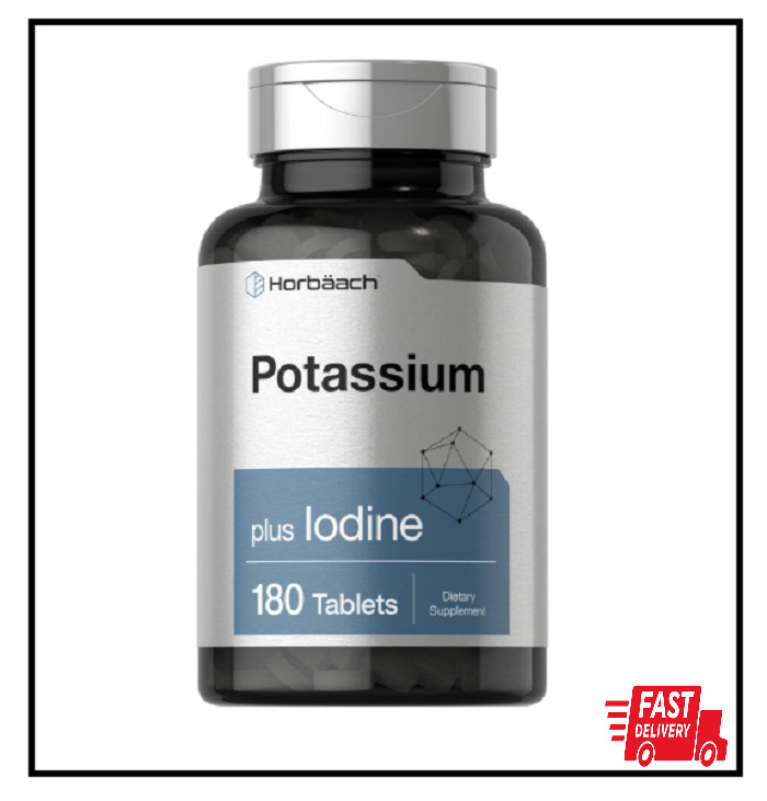 Horbaach Potassium Plus Iodine 180 Tablets Iodide Non-GMO Gluten Free Supplement