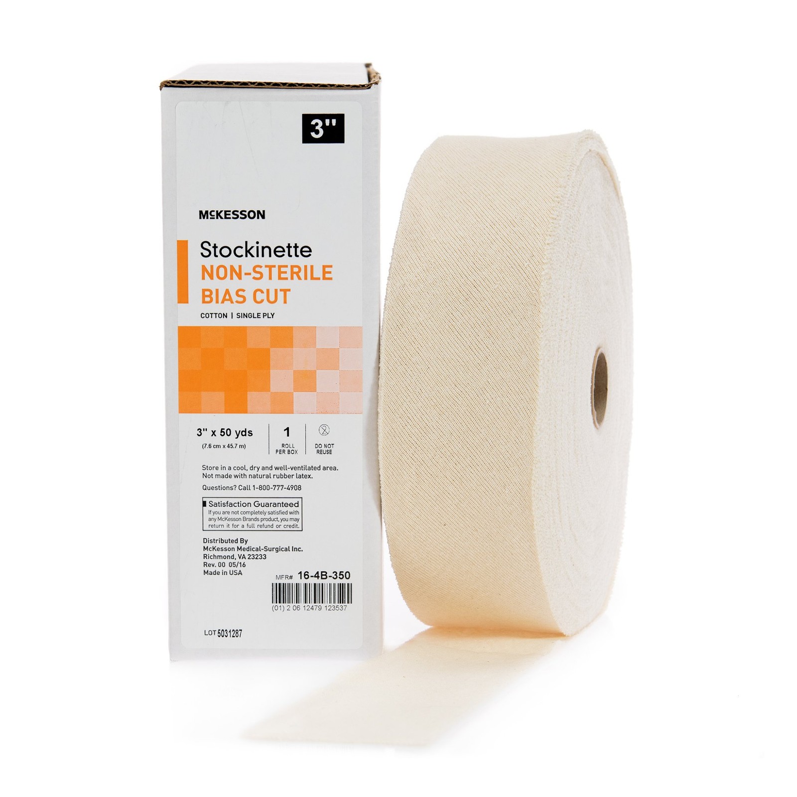 McKesson Bias Cut Stockinette 3" X 50 Yd Sz. 3 Bias Cut Cotton 16-4B-350 1 Roll