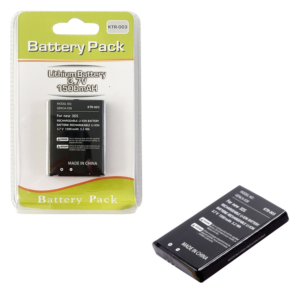 New 3DS - Rechargeable Li-ion 3.7V 1500 mAh Battery Pack Hexir
