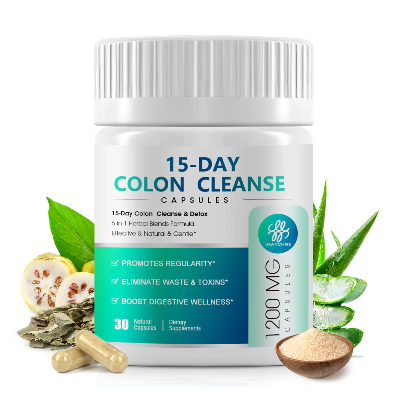 Total Gut Reset & Colon Cleanse – 15-Day Detox Program with Natural Herbs 30 Cap
