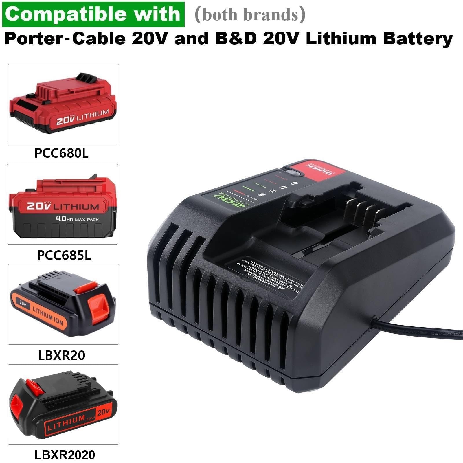 Fast Battery Charger for Power Tool Lithium Battery Power Core Base 20V 2A De...