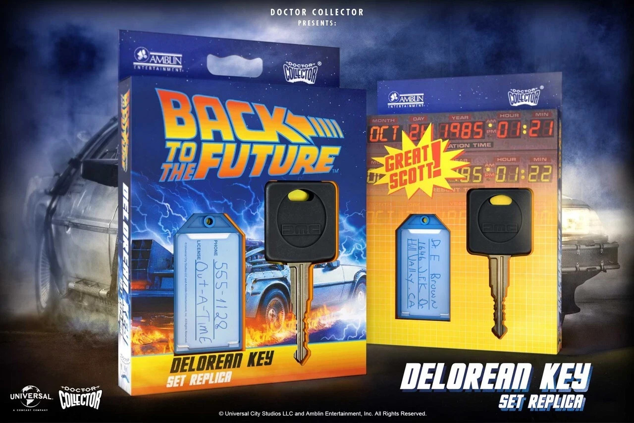 BACK TO THE FUTURE DELOREAN KEY SET PROP REPLICA 1:1 DOCTOR COLLECTOR OFFICIAL
