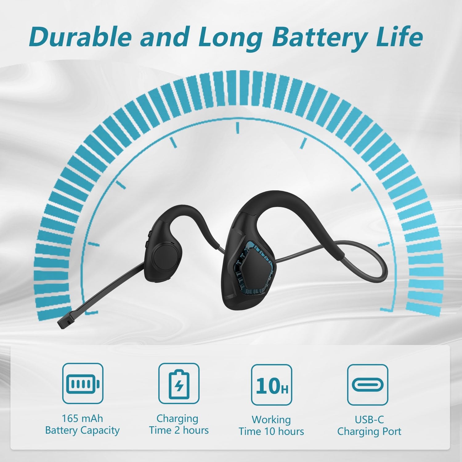 Bluetooth Headset with Microphone, Open Ear Headphones with Mic