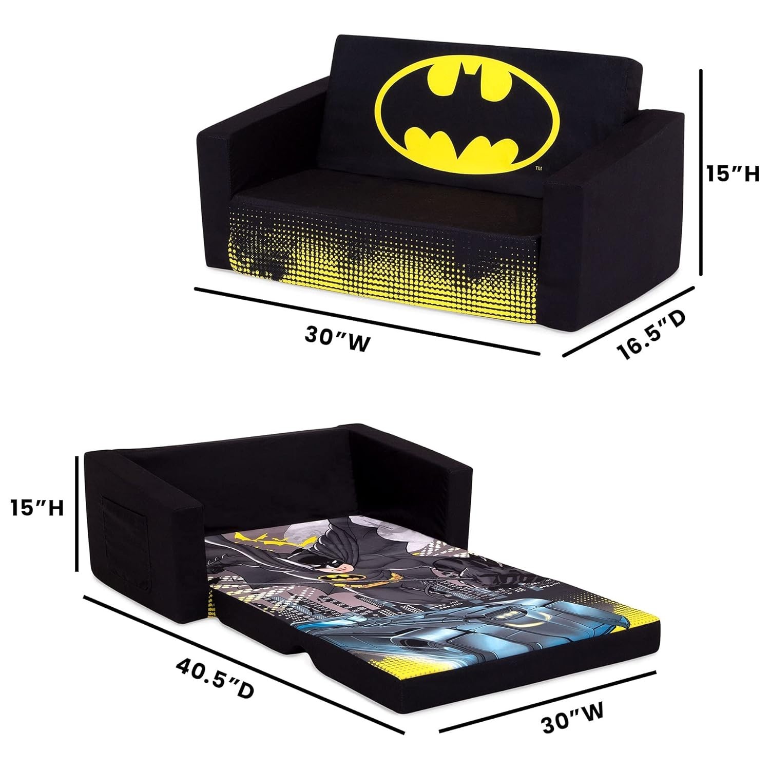 Batman Kids Sofa Convertible Couch Fold-out Chair Children Toddler Flip Out Bed