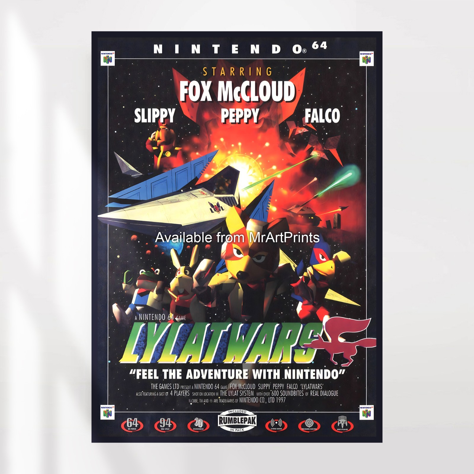 Lylat Wars Starfox POSTER Nintendo 64 N64 Promo Art A4 A3 A2 A1 Extra Large XL