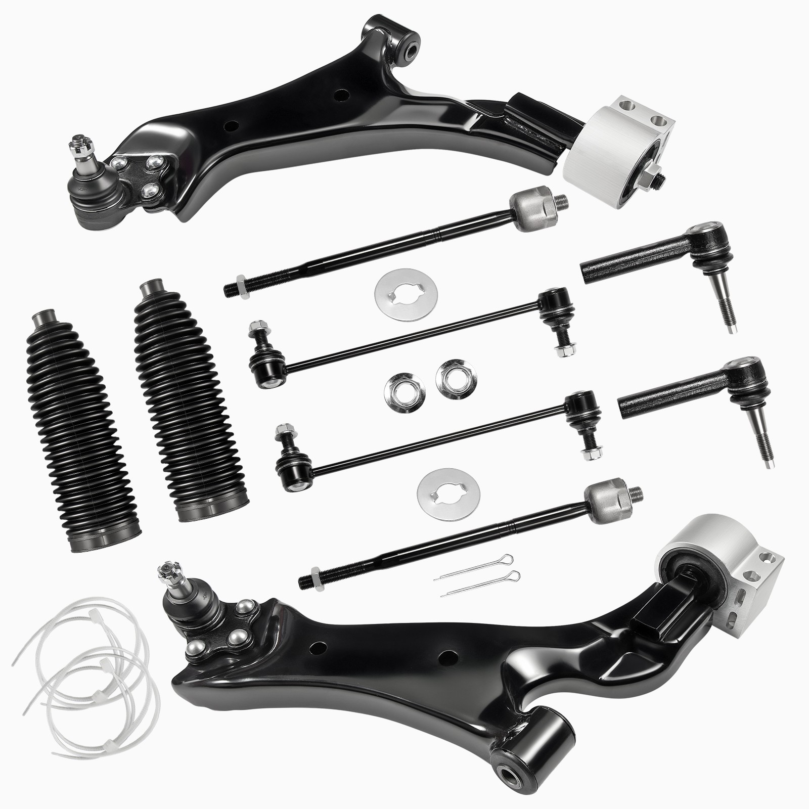 Front Lower Control Arms + Sway Bars Tie Rods Kit for Chevy Equinox GMC Terrain