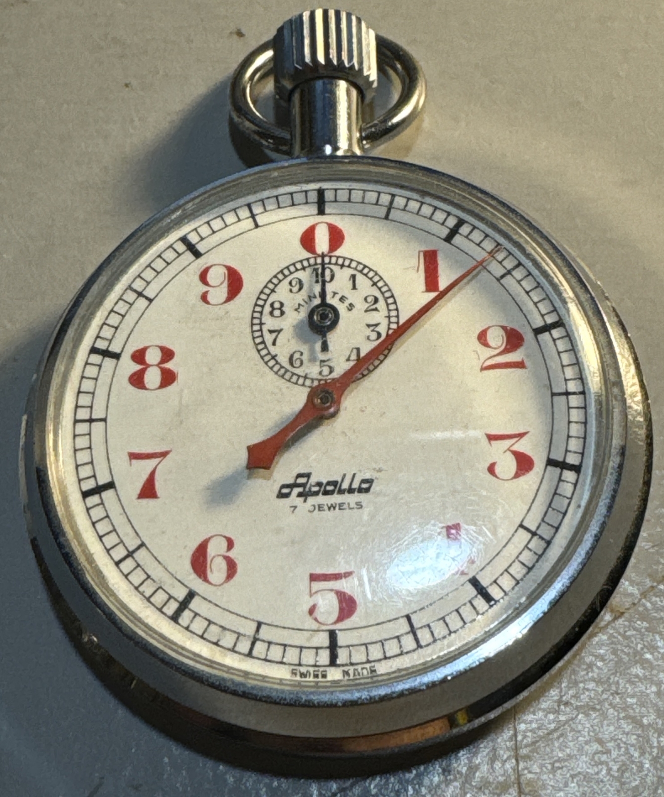 Swiss Made Apollo 7 Jewels Mechanical Wind Up Vintage Stop Watch