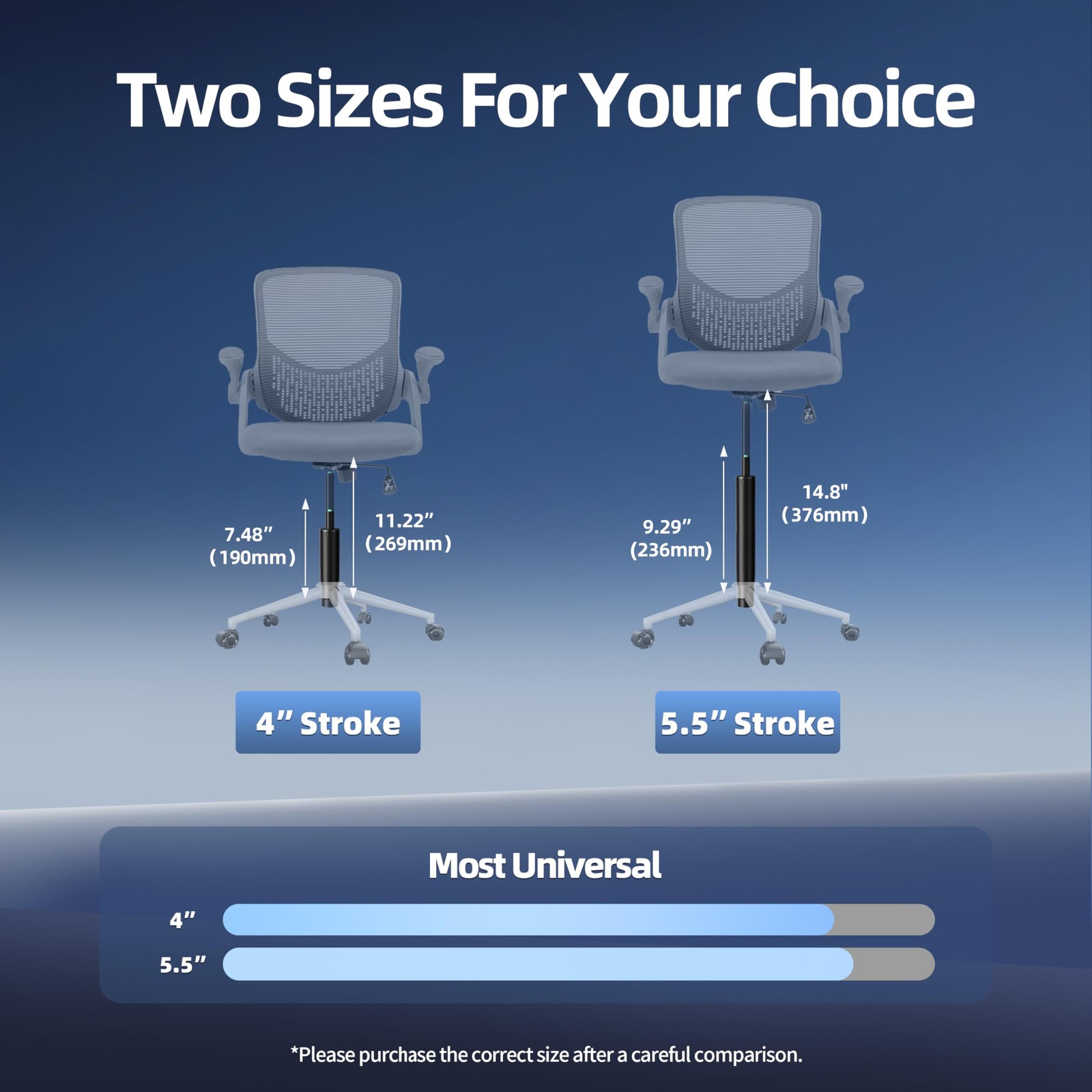 7 Inches to 11 Inches Short Office Chair Cylinder , 4" Stroke, Heavy Duty 100...