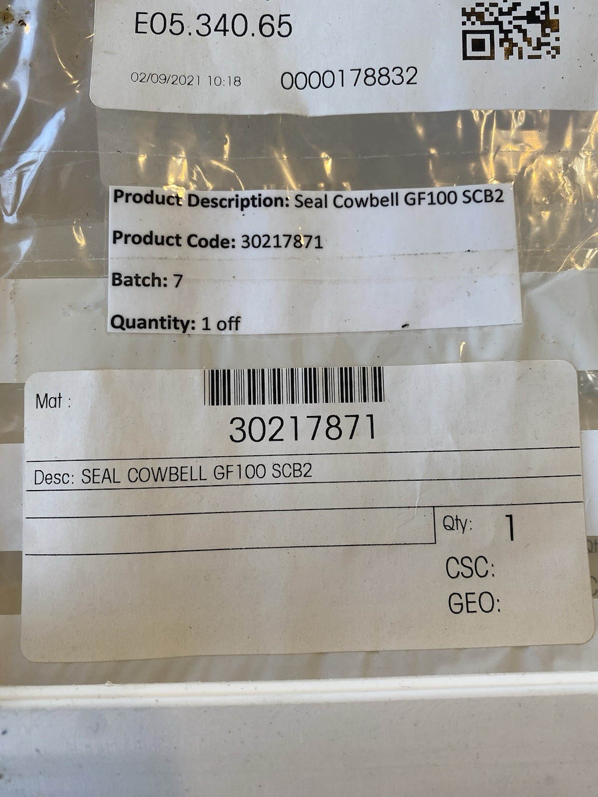 Lot Of 3 GF100 Mass Flow Seal GF100 Series Metal Sealed SC82 Cowbell