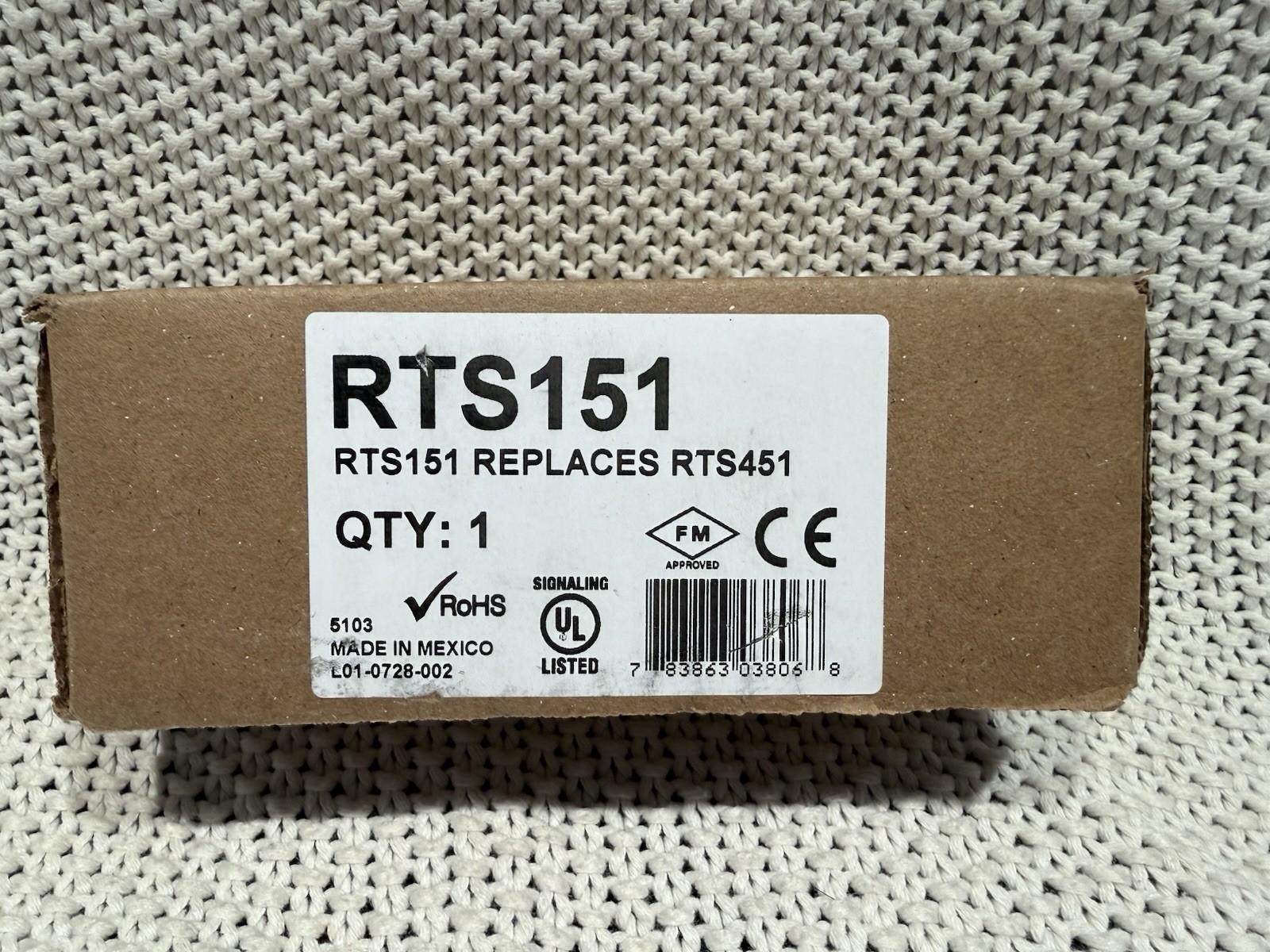 System Sensor RTS151KEY White Fire Alarm Key Switch Remote Test Station
