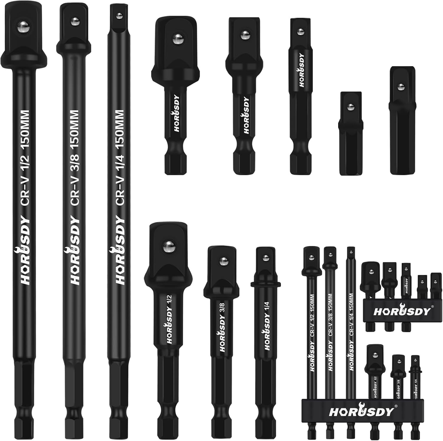 Drill Socket Adapter 8 Piece Impact Sockets Adapter Fit for 1/4", 3/8", 1/2" Hex