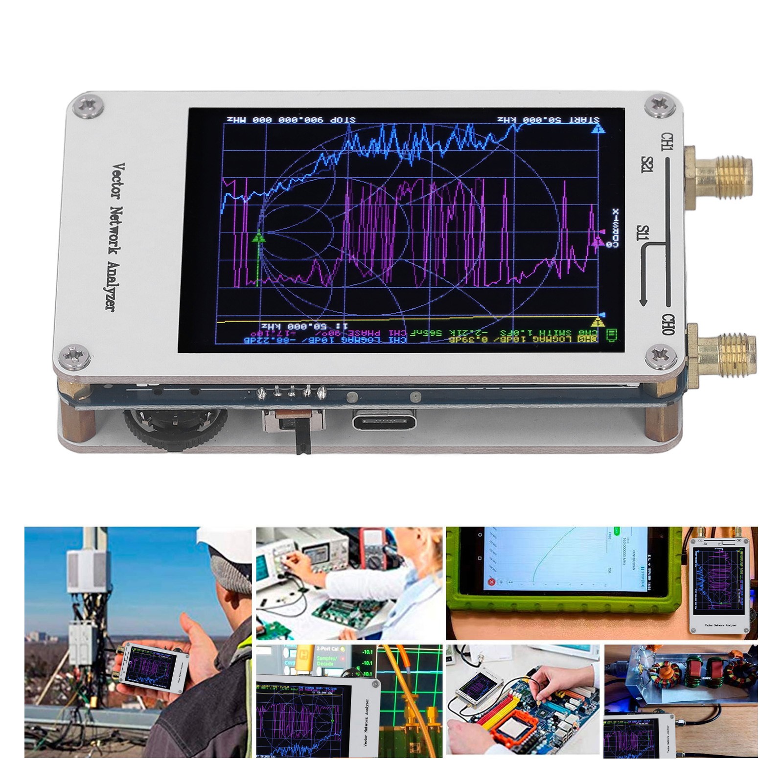 50KHz-900MHz Vector Network Analyzer 2.8 Touch Screen