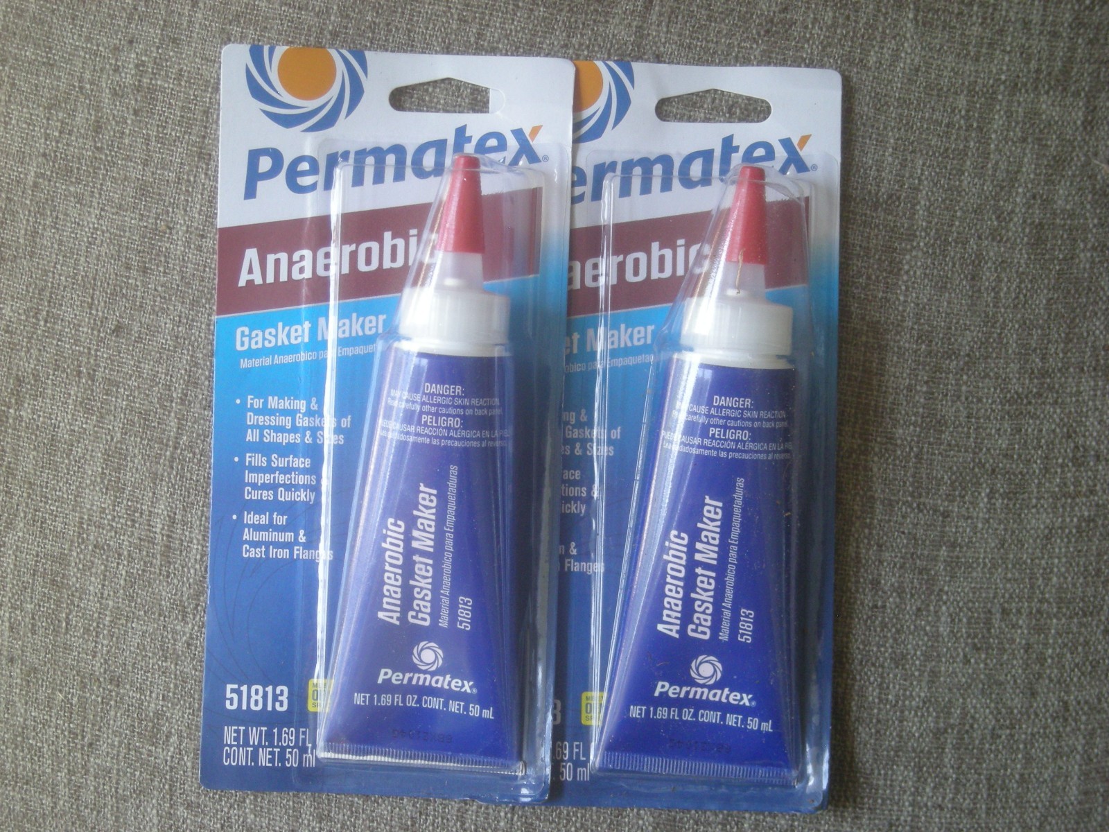 Permatex 51813 Anaerobic Gasket Maker, 50 ml Tube , Red, 2 PAK