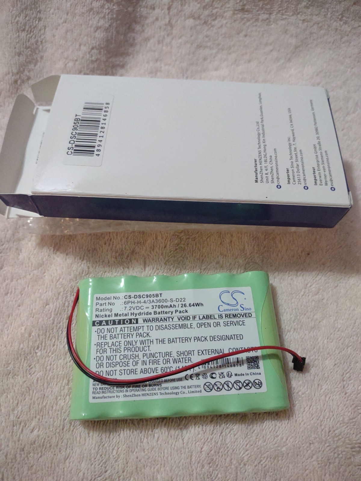 Replacement Battery For CAMERON SINO CS-DSC905BT BATTERY