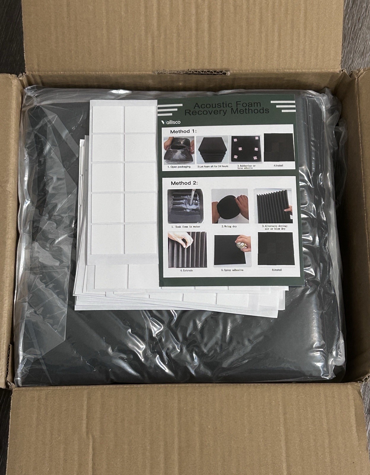 52 Pack Acoustic Panels 12x12x1 Acoustic Foam High Density Soundproof Black NEW!