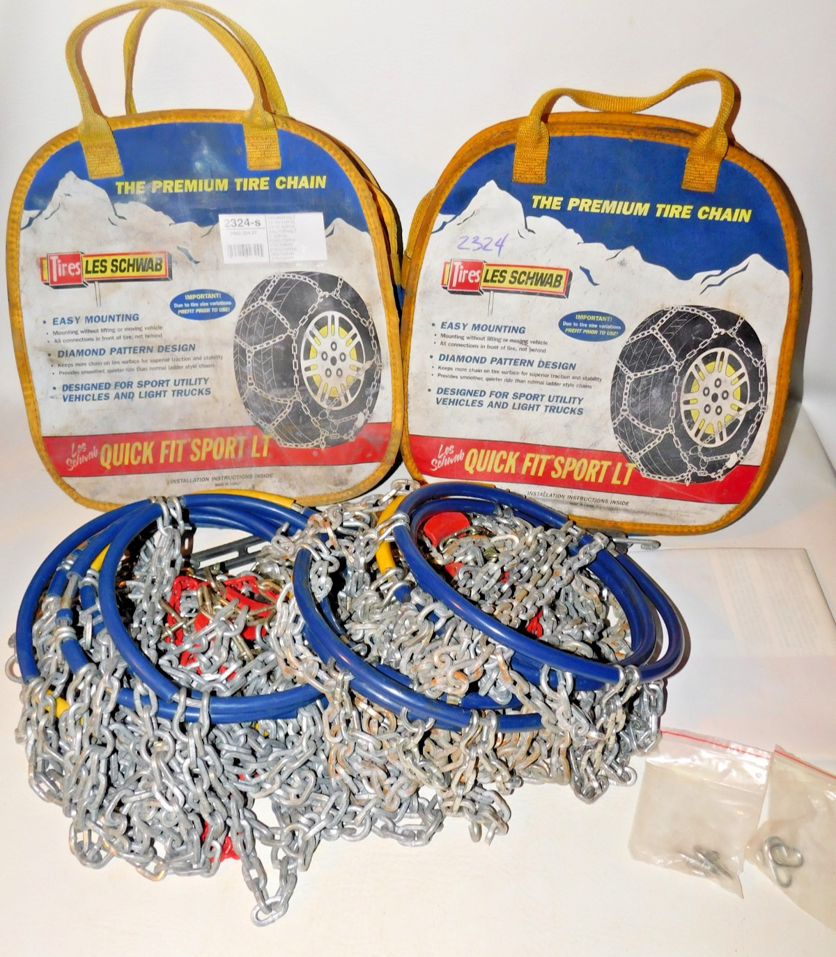 2324-s Les Schwab Quick Fit Sport Light Truck/SUV Tire Chains, 2 Pairs - Used