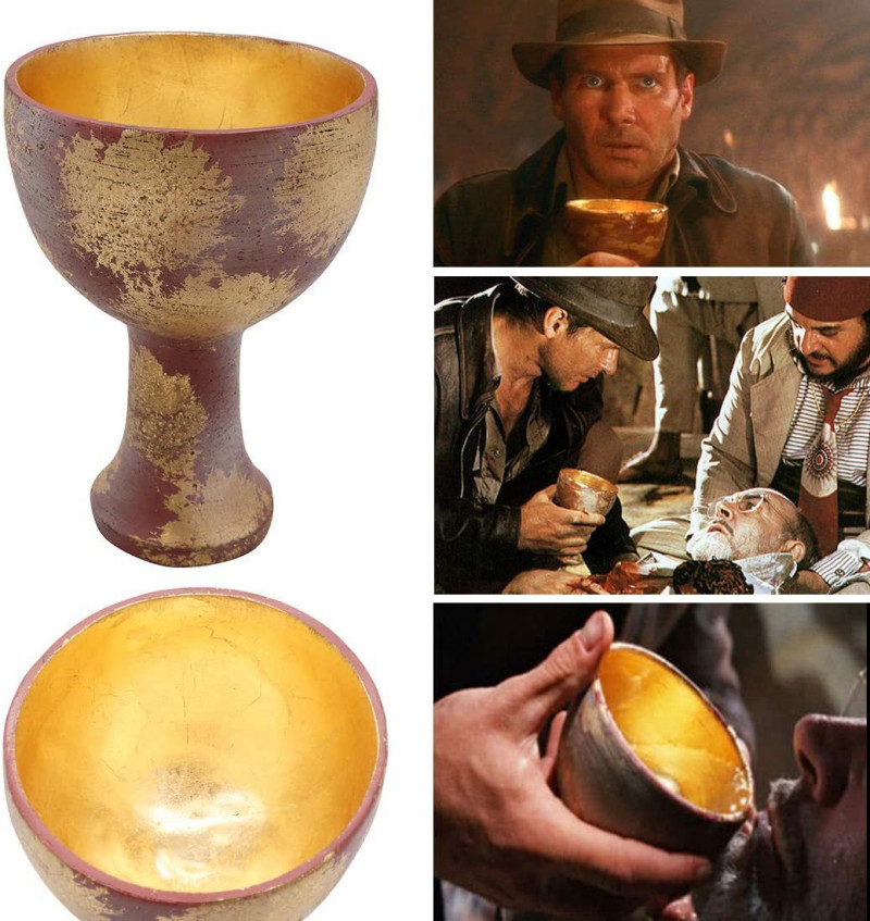 Movie Evere Indiana Jones Holy Grail Gold Resin Cosplay Costume Props Halloween
