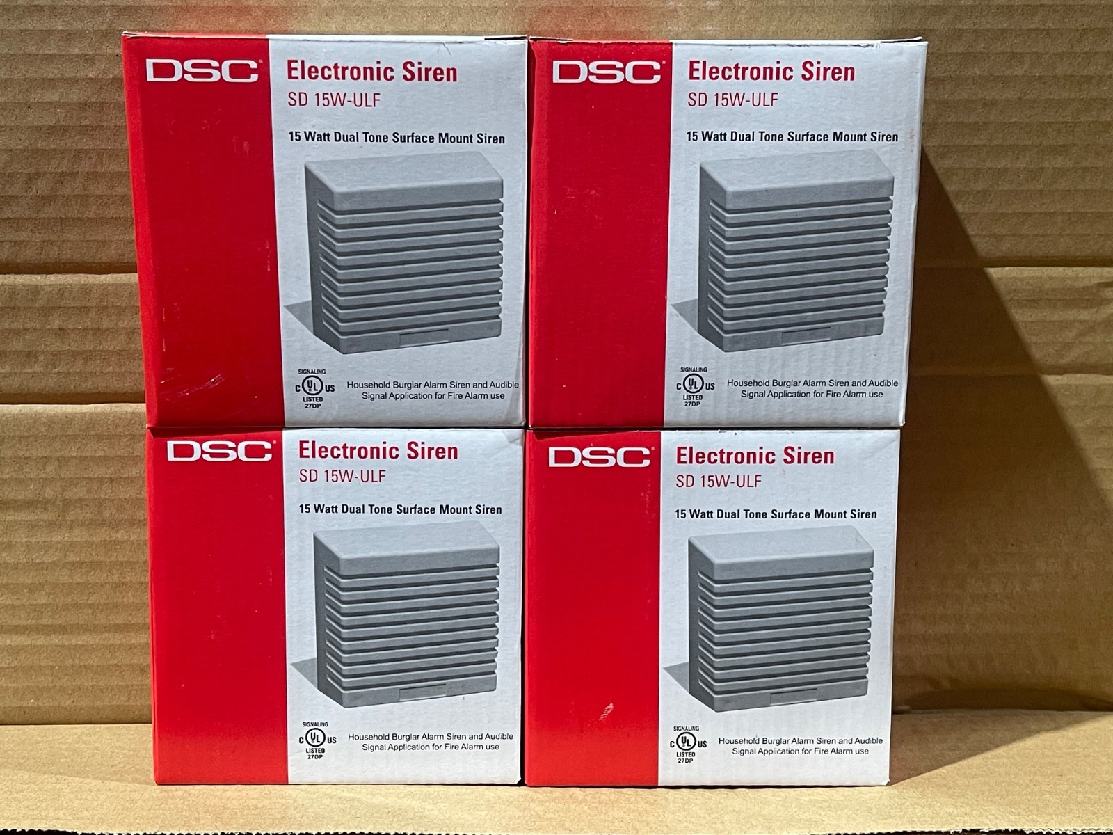 4 pack of DSC SD 15W-ULF 15 Watt Dual Tone Surface Mount Burglar Alarm Sirens