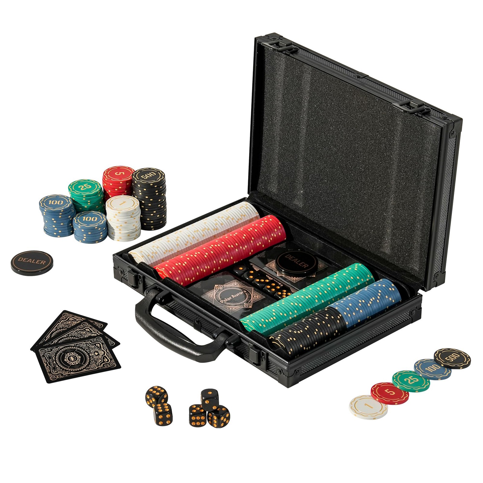 Polar Aurora Poker Chips,Gold Dark Poker Set with Black Aluminum Case,Modern ...