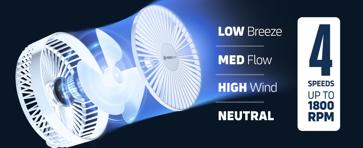 8" Foldable Fan, Oscillating 4 Speed Portable Fan Adjustable Height