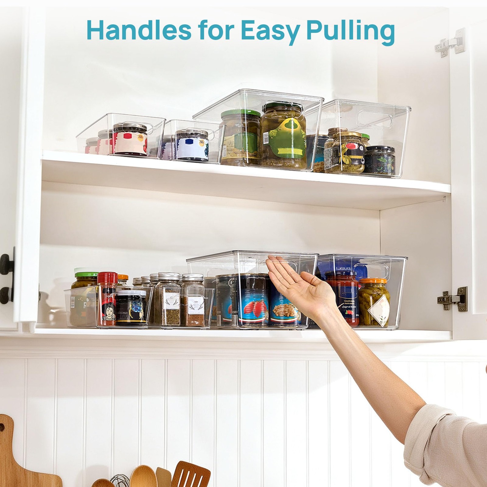 8 Pack Clear Storage Bins with Lid Set for Pantry Organizer