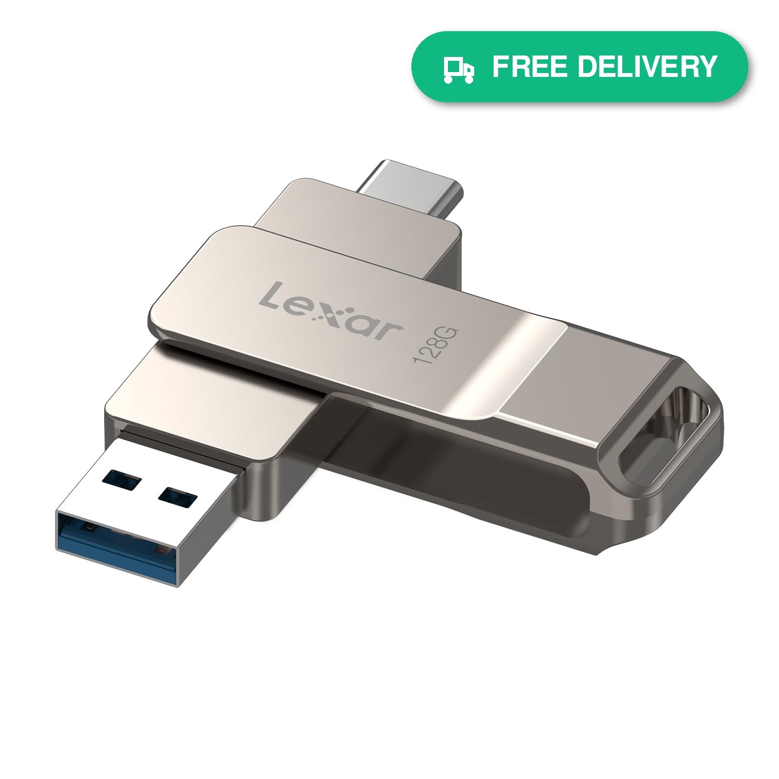 Lexar D40E 128GB USB 3.2 Gen 1 Type-C Flash Drive Thumb Drive Swivel Metal