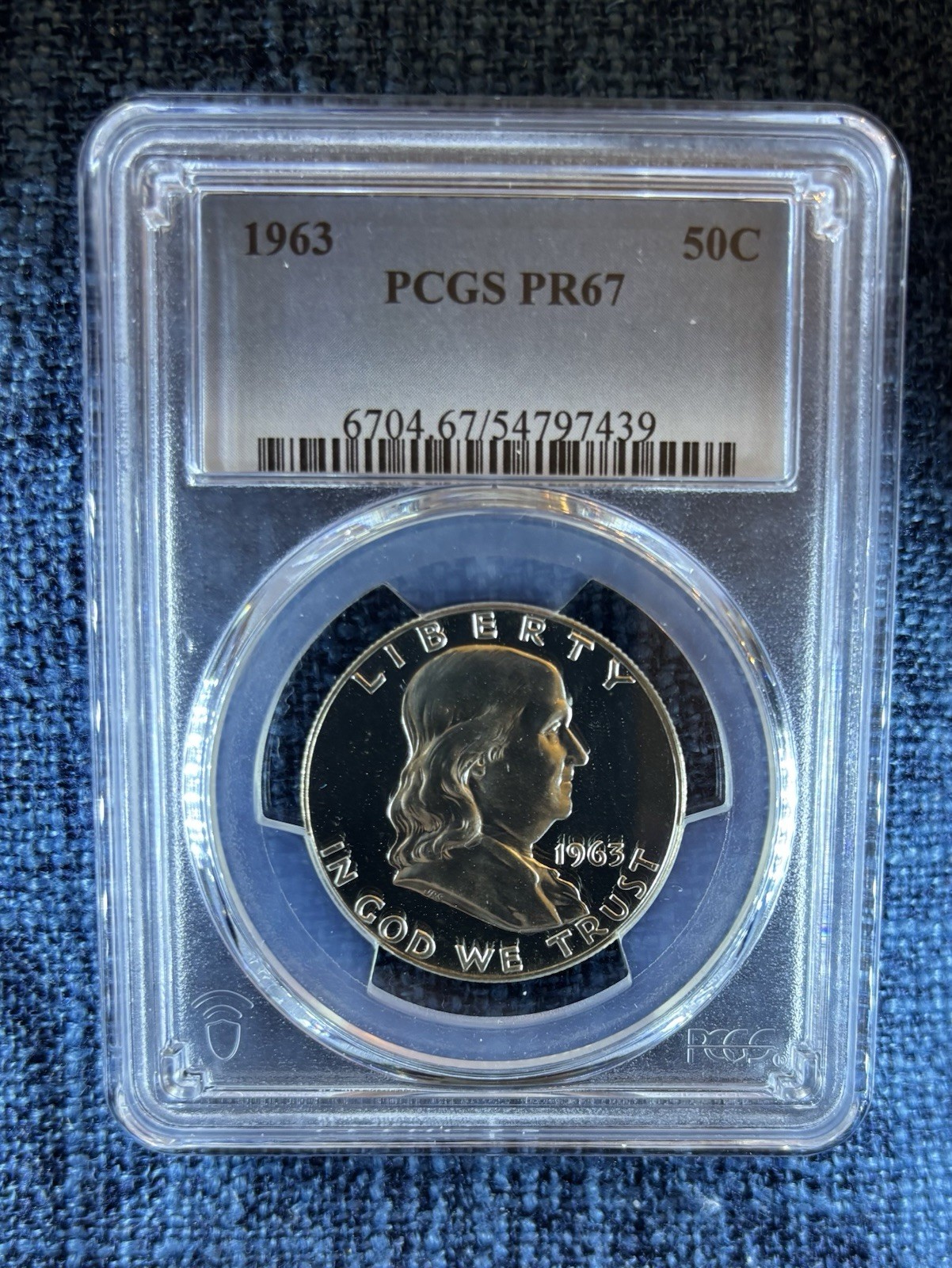1963 P Franklin Proof Half Dollar 50c PCGS PR 67, Beautiful And Freshly Graded