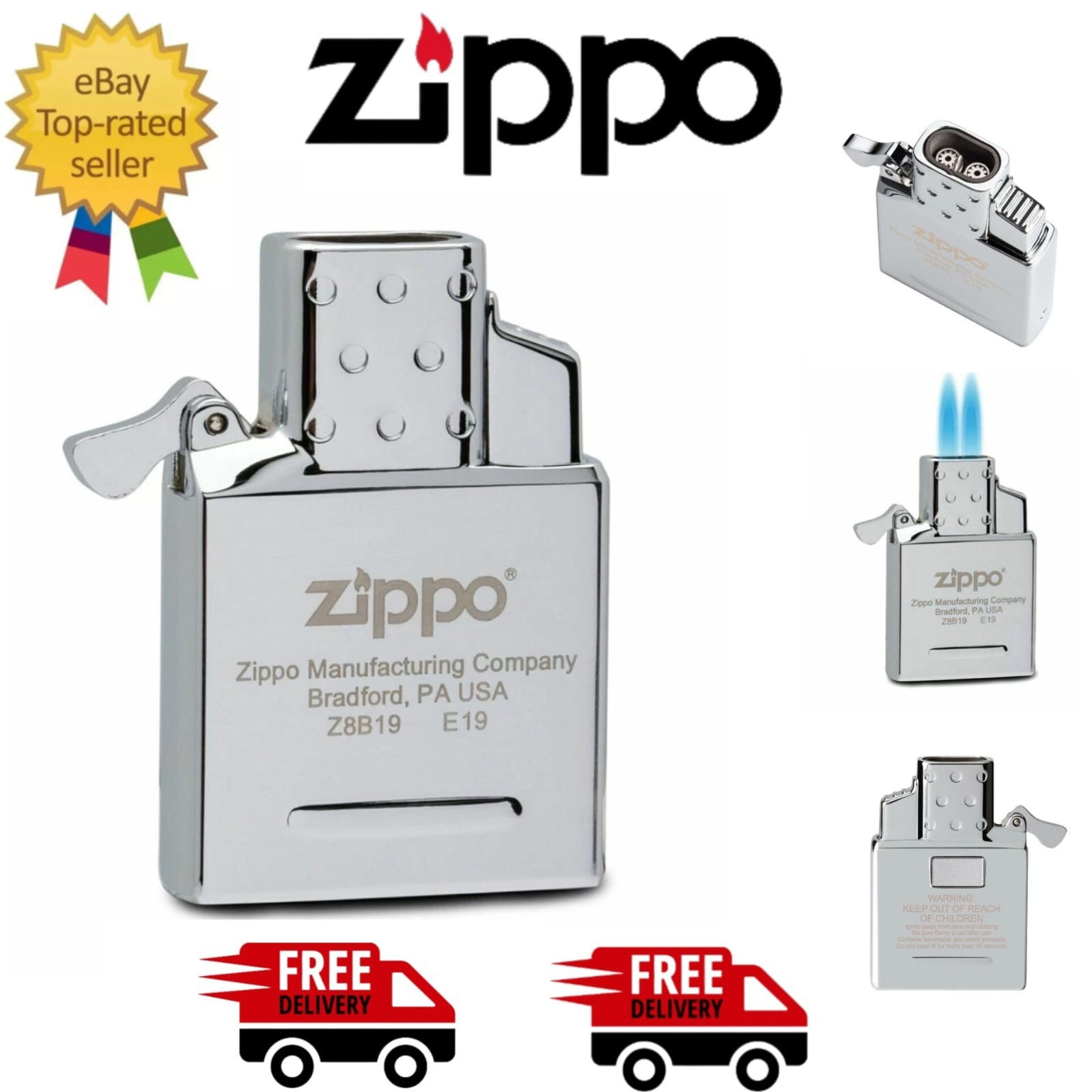 Zippo Lighter Double Jet Flame Lighter Insert Butane Gas Windproof Torch Insert