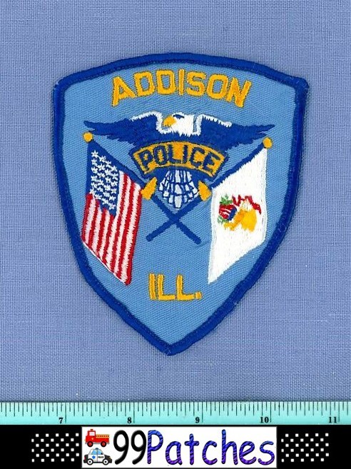ADDISON (Old Vintage) ILLINOIS Police Shoulder Patch FLAG EAGLE CHEESECLOTH 4F