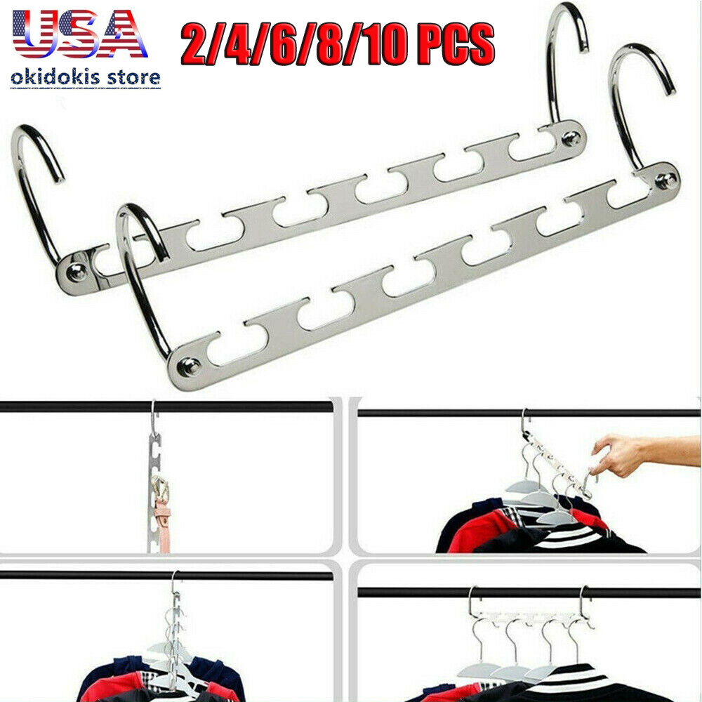 2-10x Magic Metal Wonder Hanger Closet Space Saver Organizer Rack Clothes Hooks