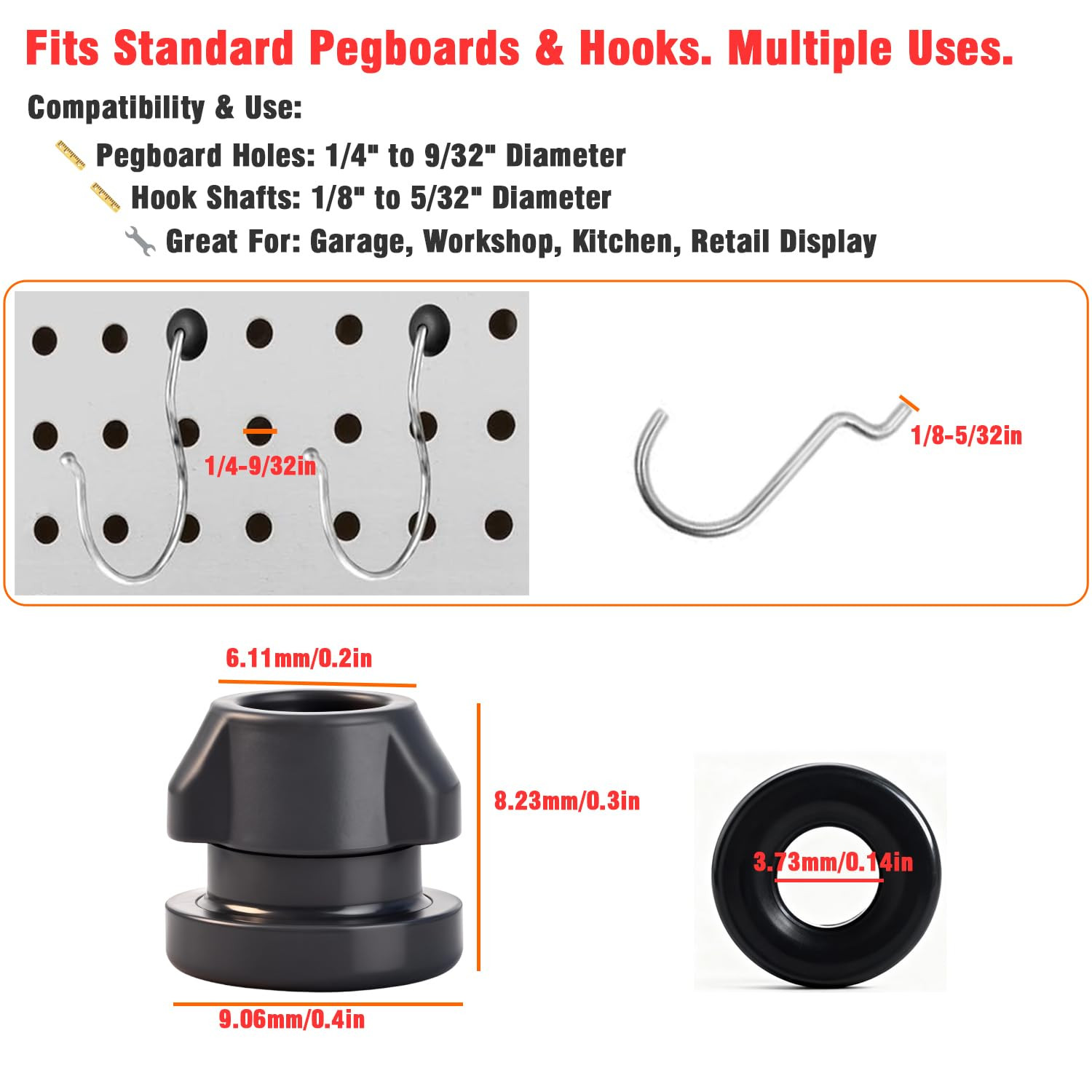 60Pcs Pegboard Hook Locks, Secure Anti-Fall Locks for 1/4"-9/32" Pegboard Hol...
