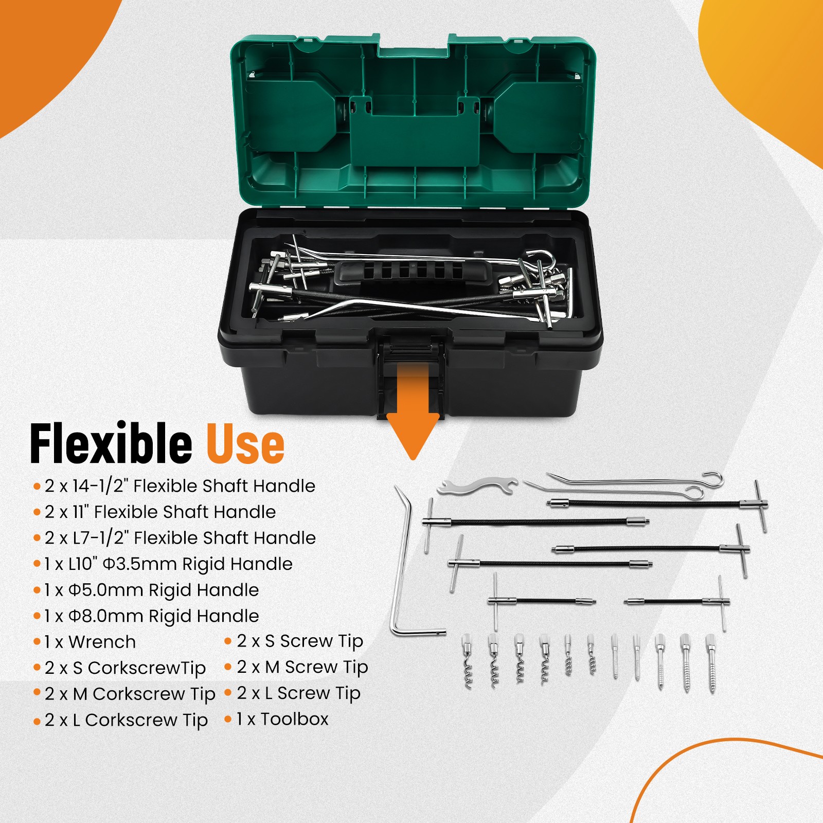 23pcs Packing Extractor Set Gland Packing Extraction Removal Kit with Toolbox
